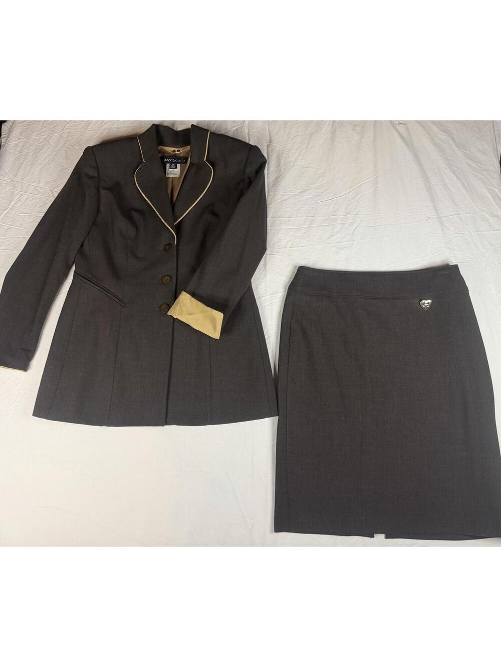 🖤 Exceptional Vintage GRAY & GRAY Italian Silk Skirt Suit Size 2 🖤